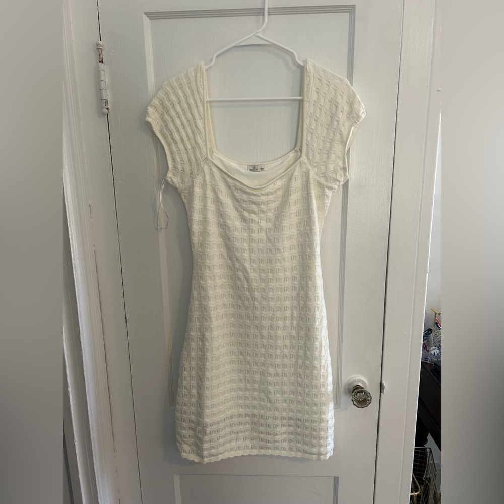 Hollister White Knit Mini Dress Square Neck Cottagecore